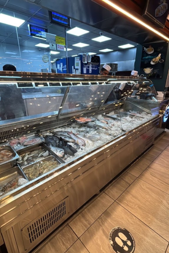 Fresh seafood and grilled fish at Al Murjan Seafood Restaurant in Jeddah