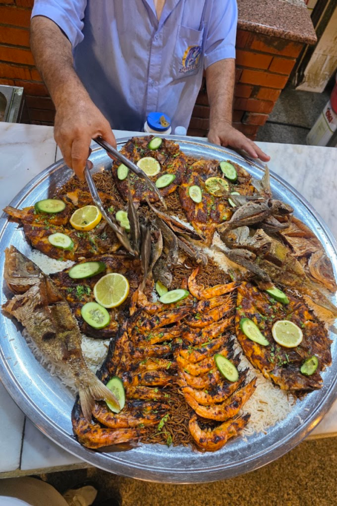 Fried Red Sea fish at Al Nada Fish Market Restaurant in Al Balad