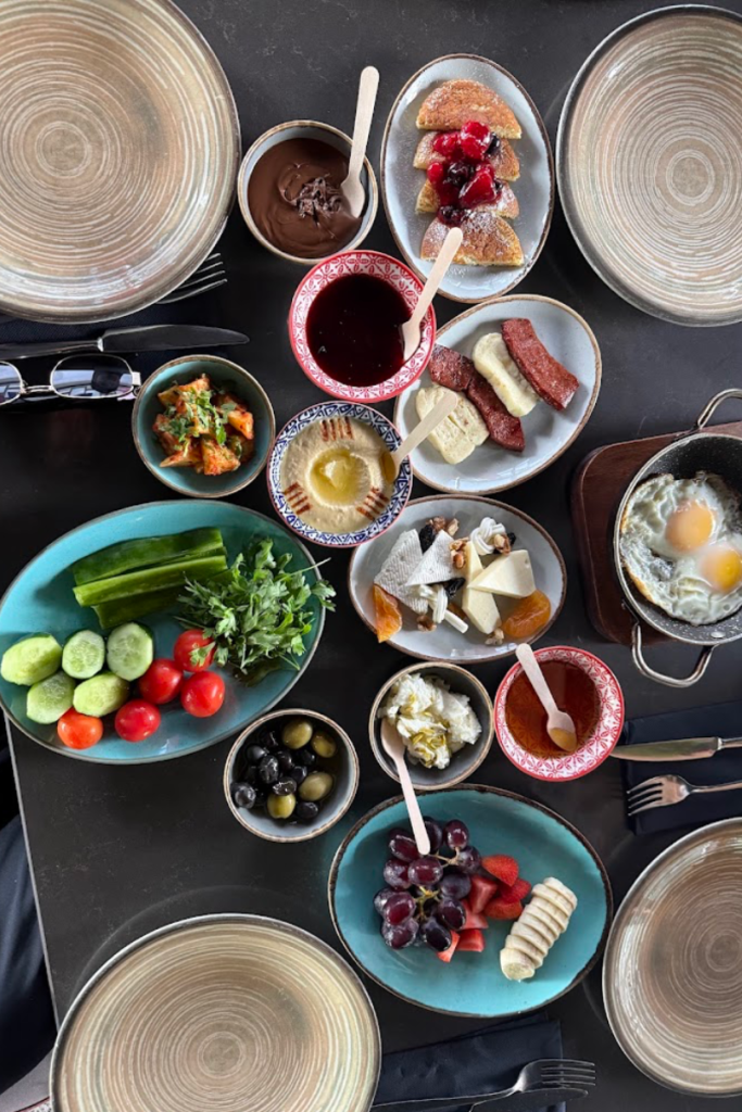 Turkish breakfast spread at HuQQabaz Jeddah