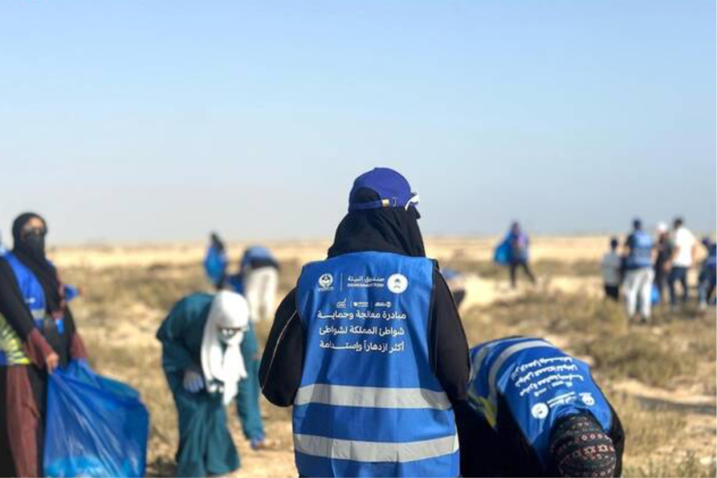 Volunteers taking part in a Red Sea beach clean-up