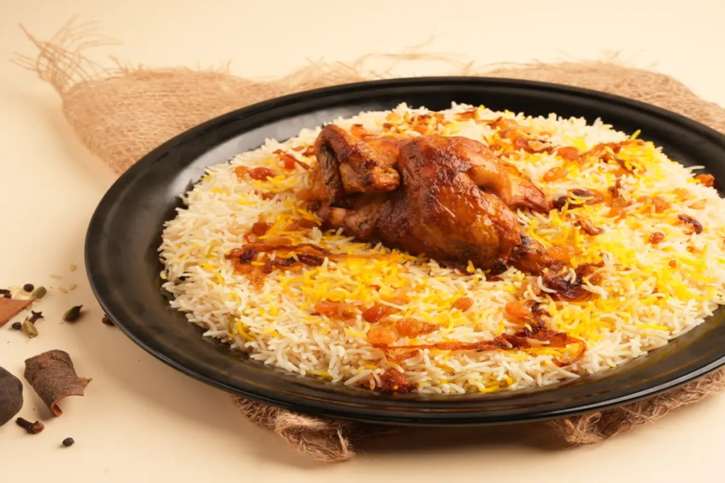 Chicken kabsa served at Qidr and Jamra
